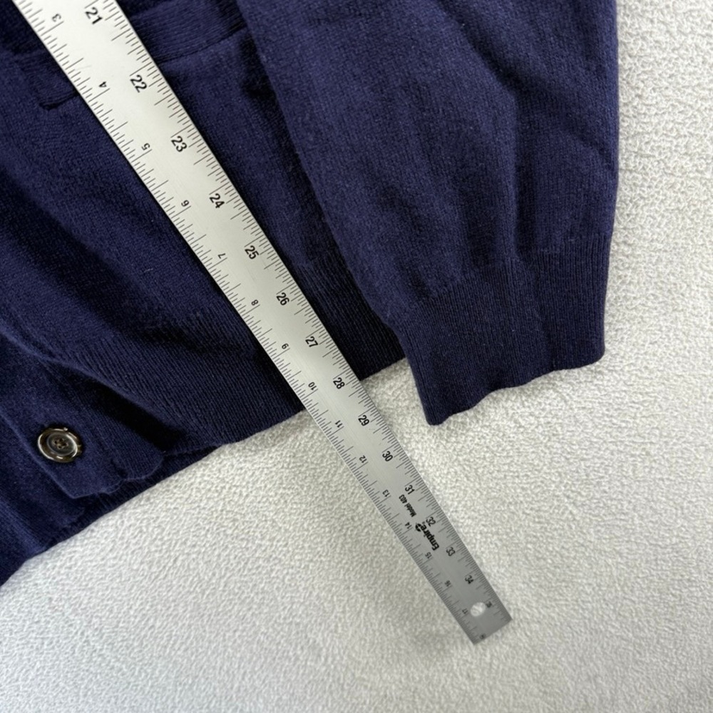 Ralph Lauren Cardigan Sweater Mens XL Navy Blue Elbow Patch Merino Wool V-Neck - Picture 3 of 10